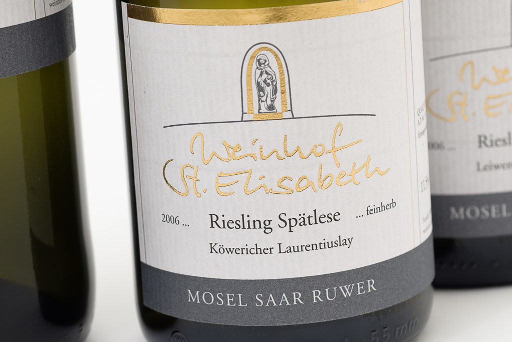 Weingut Weinhof St. Elisabeth Leiwen / Mosel Weinetiketten Weinflaschen Ausschnitt