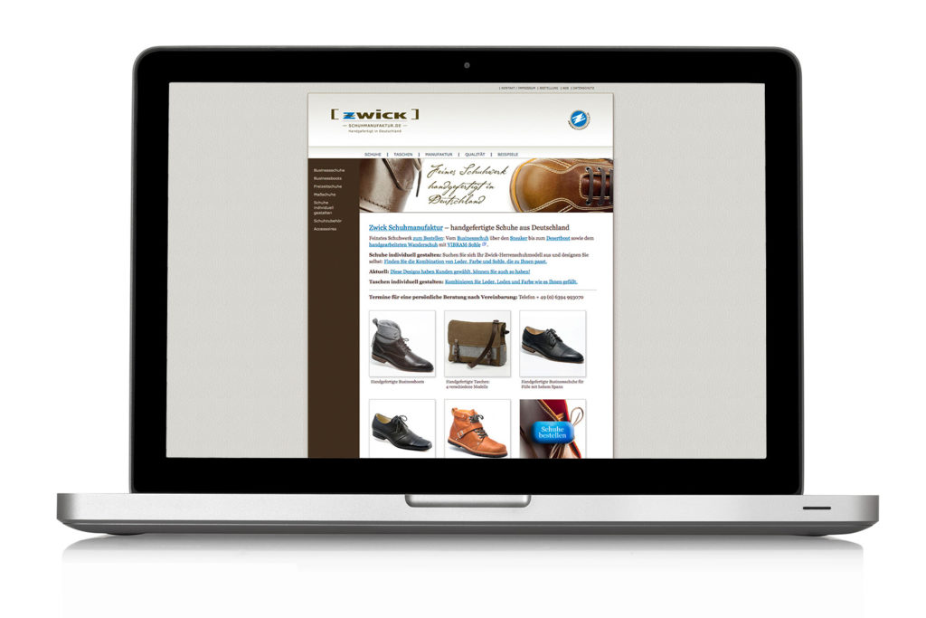Webdesign Schuhhersteller Zwick Schuhmanufaktur Website